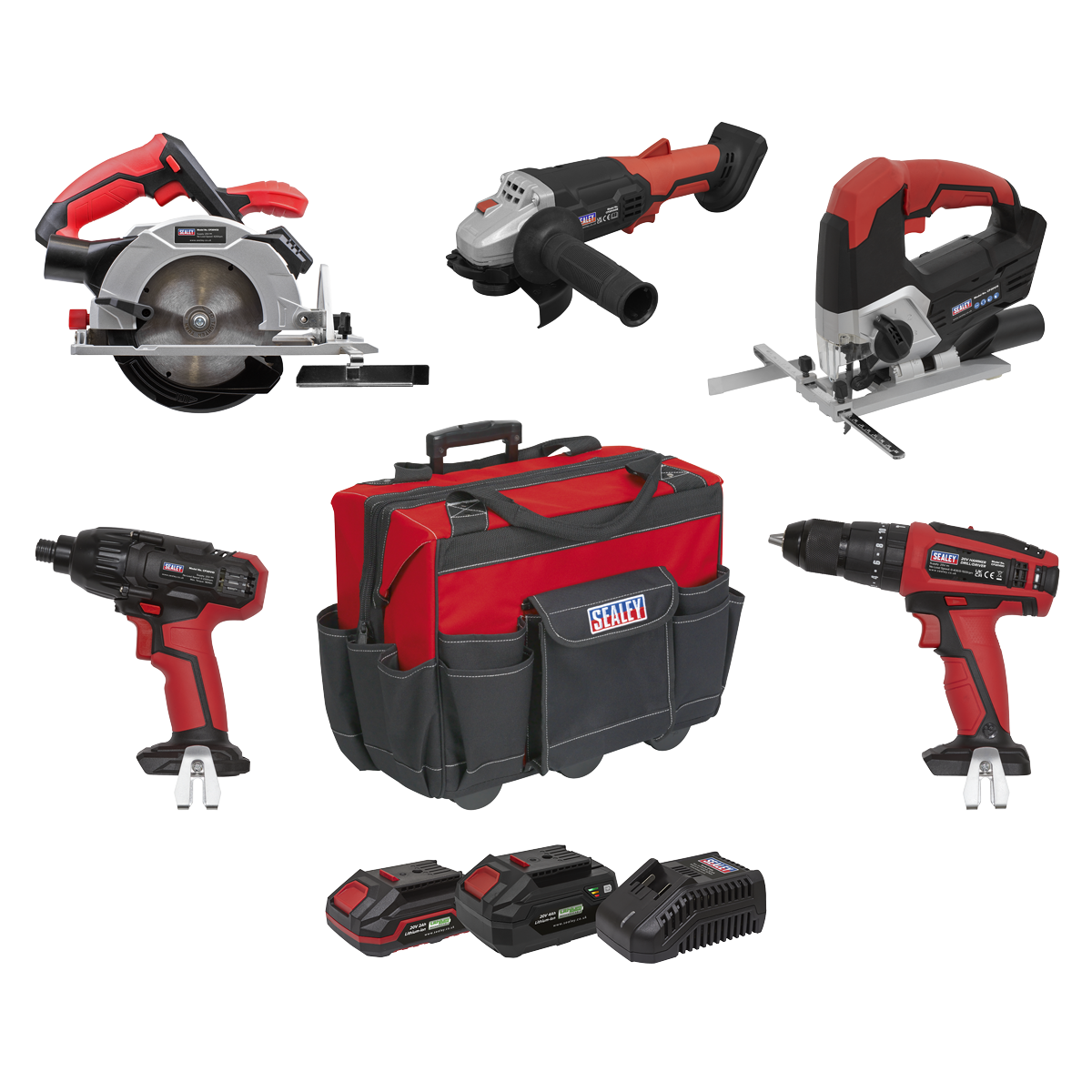 Sealey 5 x 20V SV20 Series Cordless 5 Tool Combo Kit - 2 Batteries CP20VCOMBO13