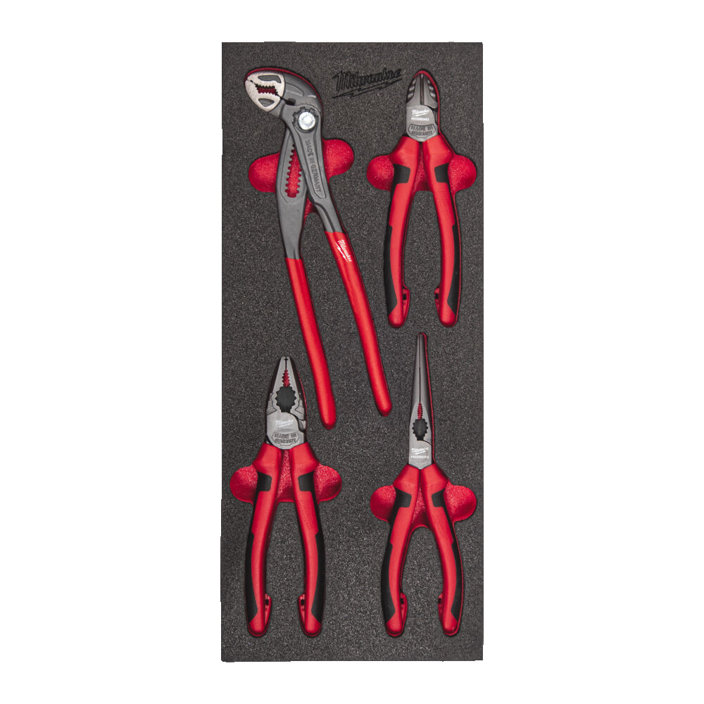 Milwaukee 4932493631 4pc Pliers Set in Foam Insert