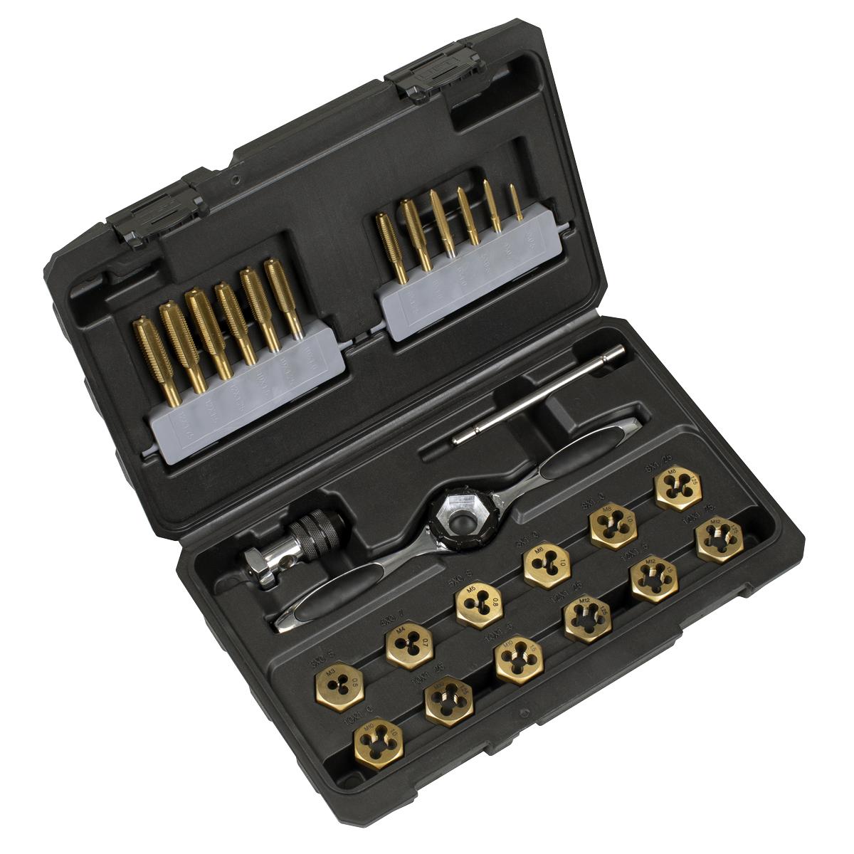 Sealey Titanium Coated Hexagonal Tap & Die Set 26pc AK3026