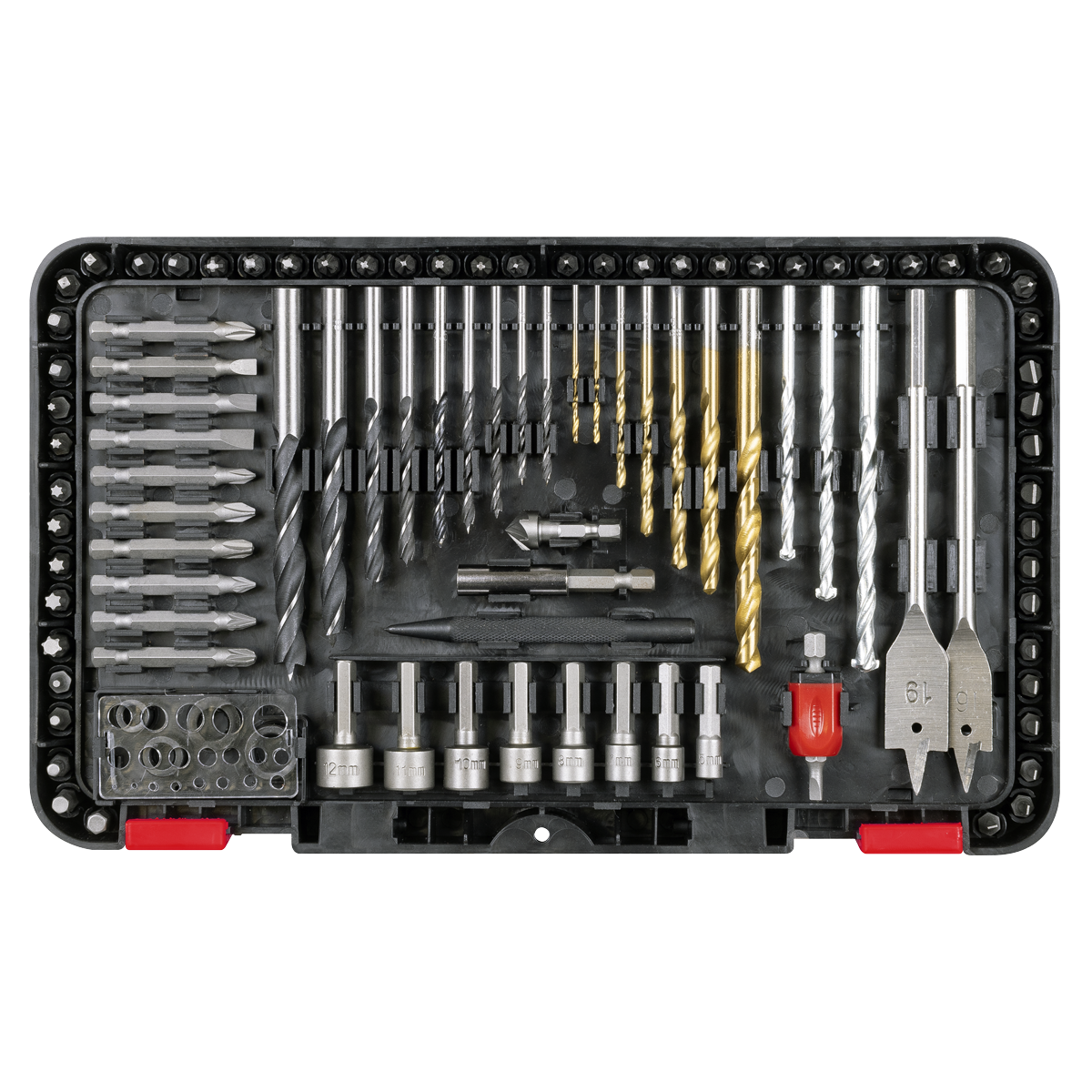 COMPREHENSIVE - Accessory set with drill bits for use on wood, masonry and metal.