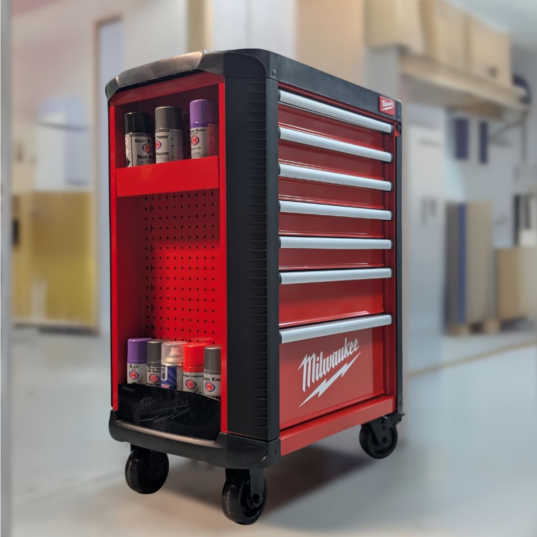 Mobile Milwaukee Workshop Cabinet with Side Panel Storage