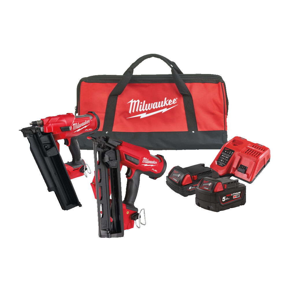 Milwaukee M18FPP2BE-522B M18 Fuel Nailer Power Twin Pack GB2