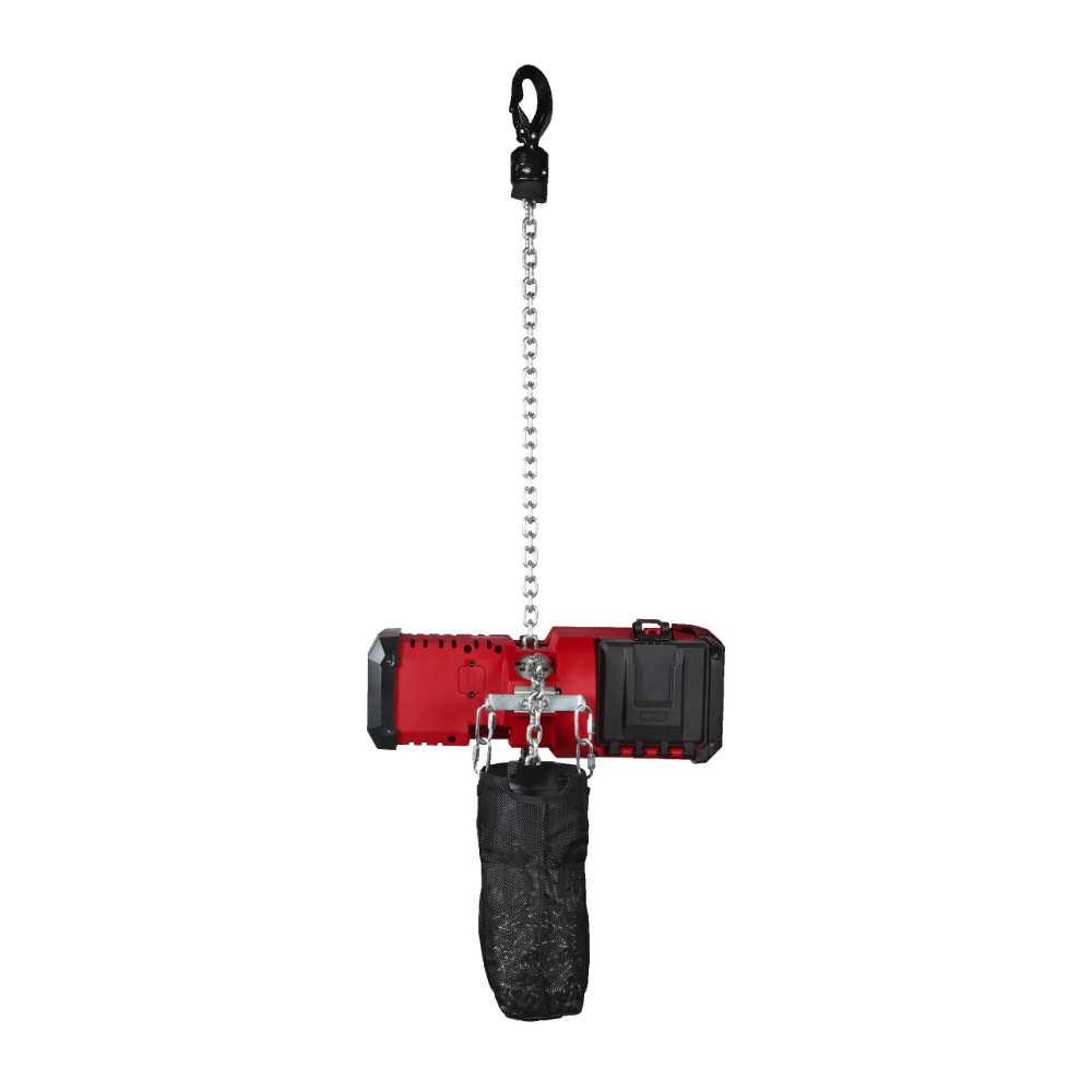 Milwaukee M18 chain hoist with 1 ton lifting capacity to lift a wide variety of materials