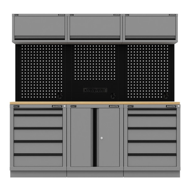 Sealey Superline PRO Black Edition Storage System with Wooden Worktop 2.04m APMSBESTACK04WW