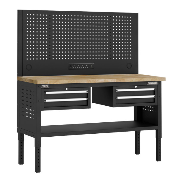Sealey Superline PRO Modular Workbench with 4 Drawers Wooden Worktop 1525mm APMWB60COMBO3W