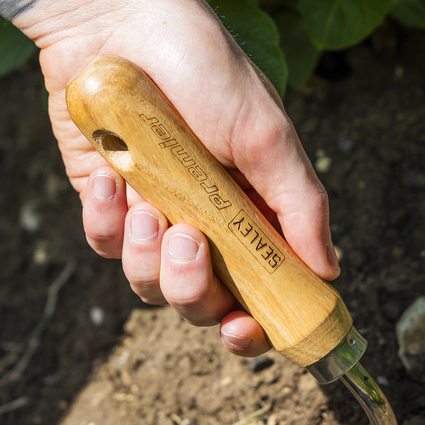 Garden hand fork for working on flower beds