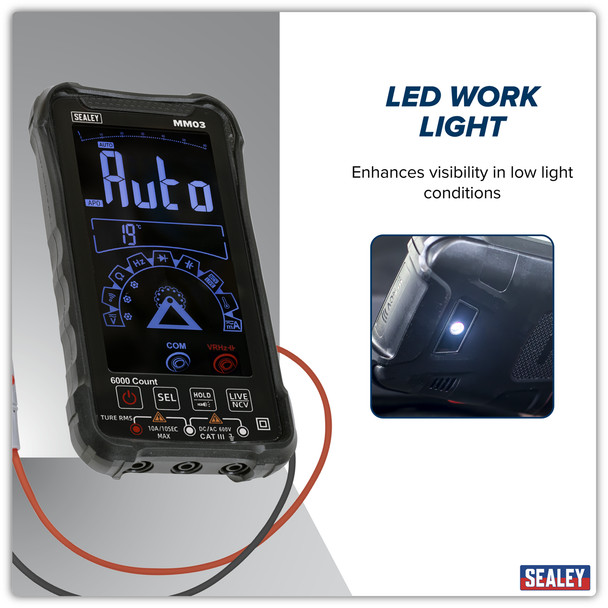 • INTELLIGENT - The multimeter automatically detects and selects the required test function, AC/DC, voltage/current, resistance and continuity.