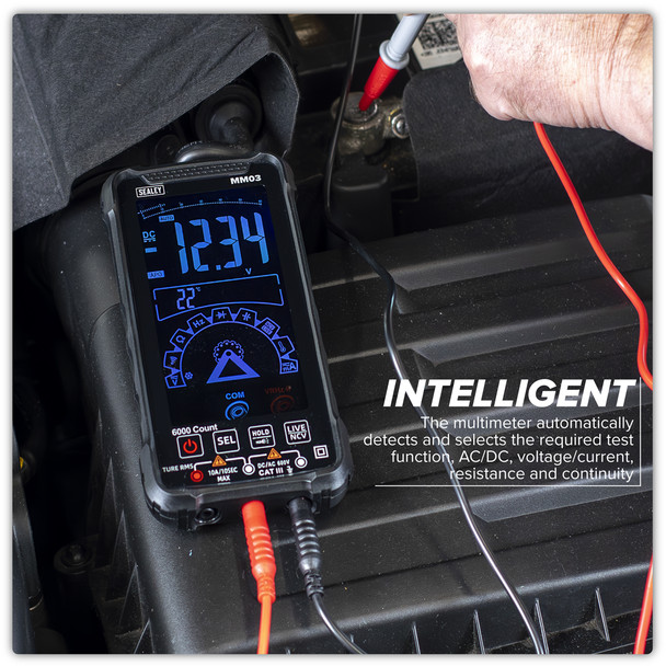Sealey Touchscreen Rechargeable Auto-Ranging Digital Smart Multimeter 10-Function MM03