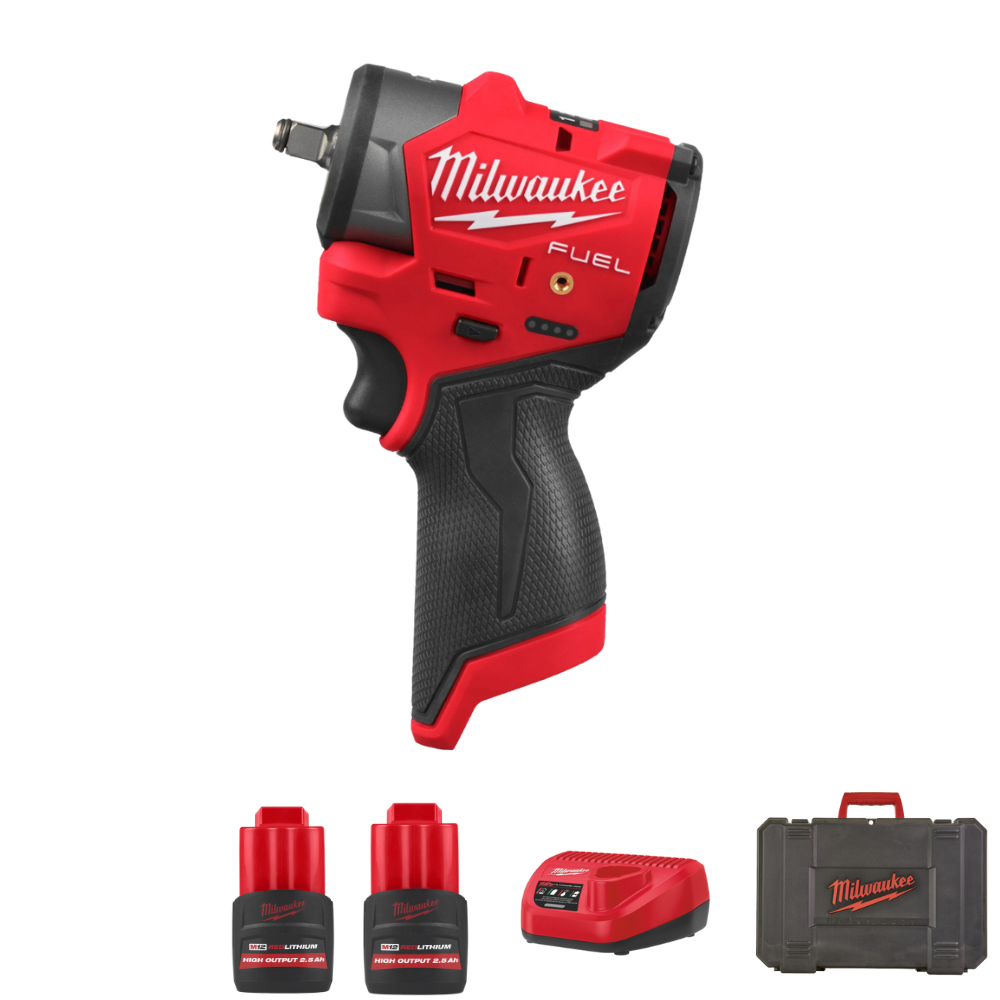 Milwaukee M12 Fuel M12FSCIWF38 Sub Compact 3/8" Impact Wrench Kit