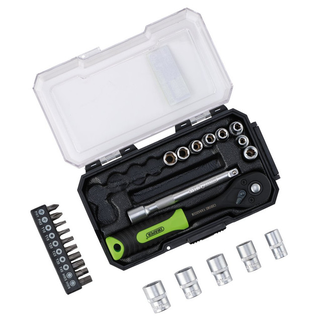 Draper HI-TORQ 25 Piece Metric Socket and Bit Set, 1/4" Sq. Dr. 24233