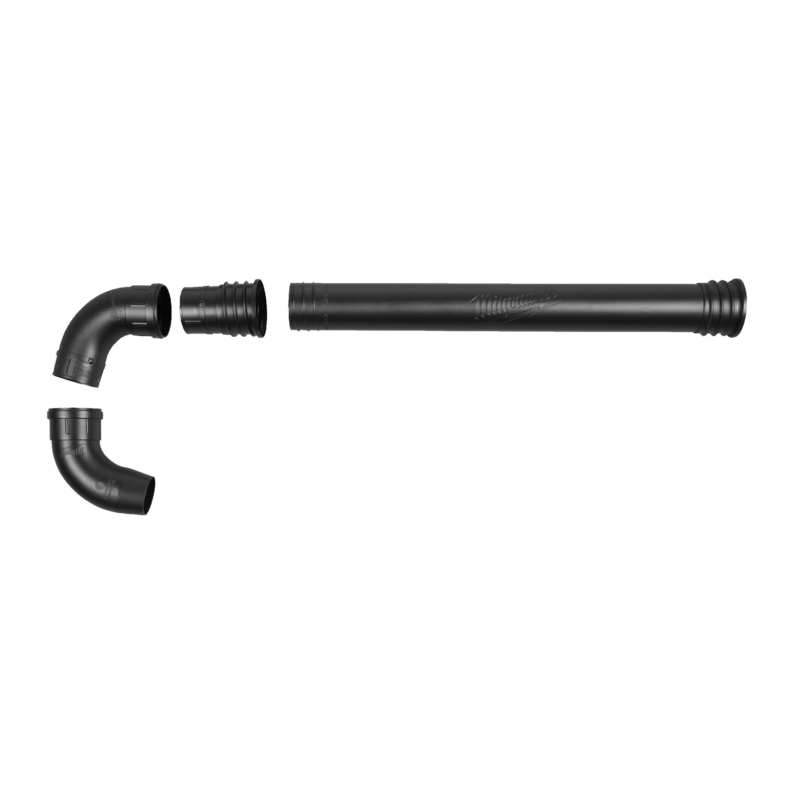 Gutter attachment with up to four threaded connectors and 360° elbow rotation optimised to remove debris in gutters