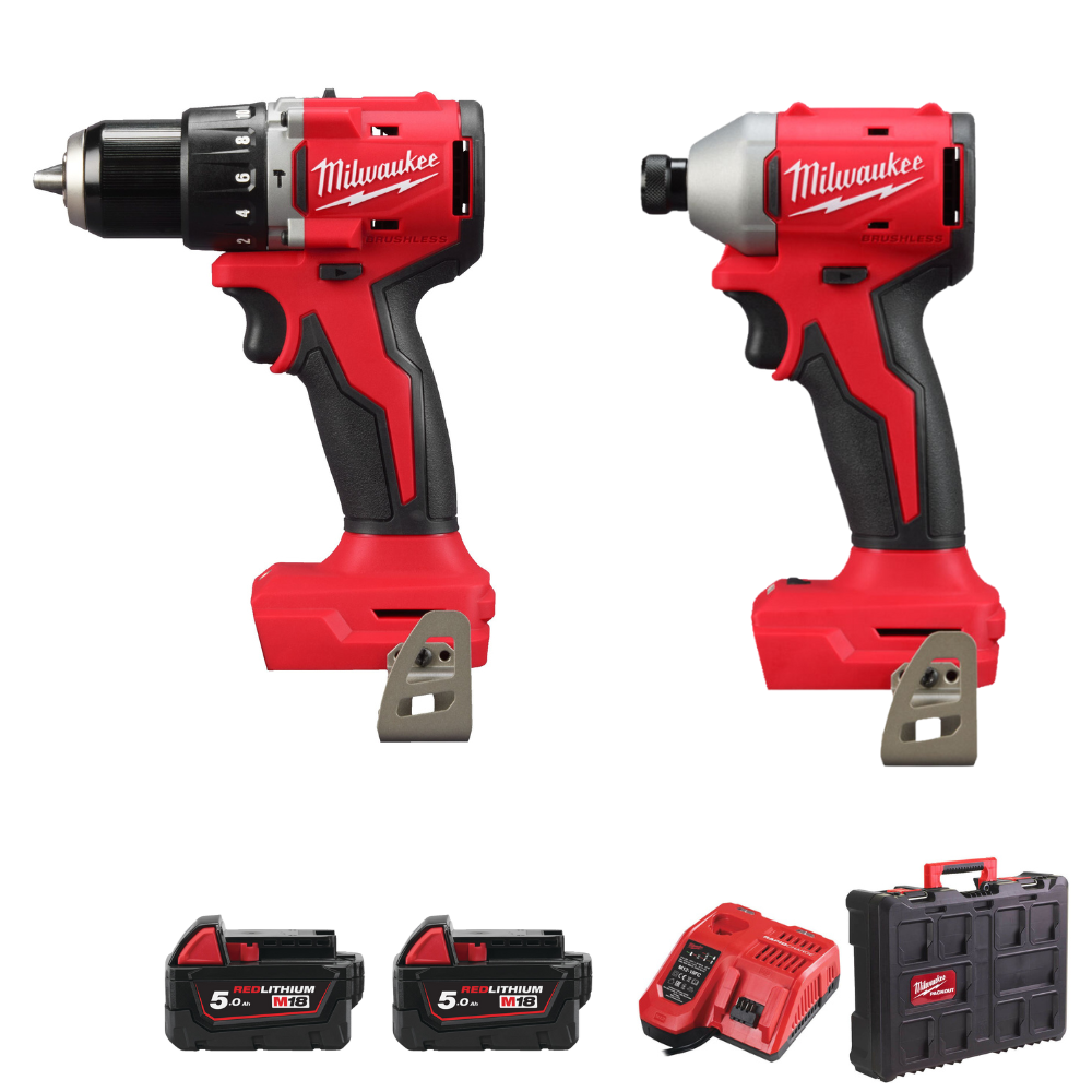 Milwaukee M18 Brushless Drill & Impact Driver Twin Pack M18BLPP2D3-502P