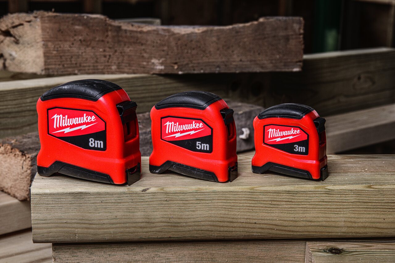 Milwaukee range of slim and small measuring tapes