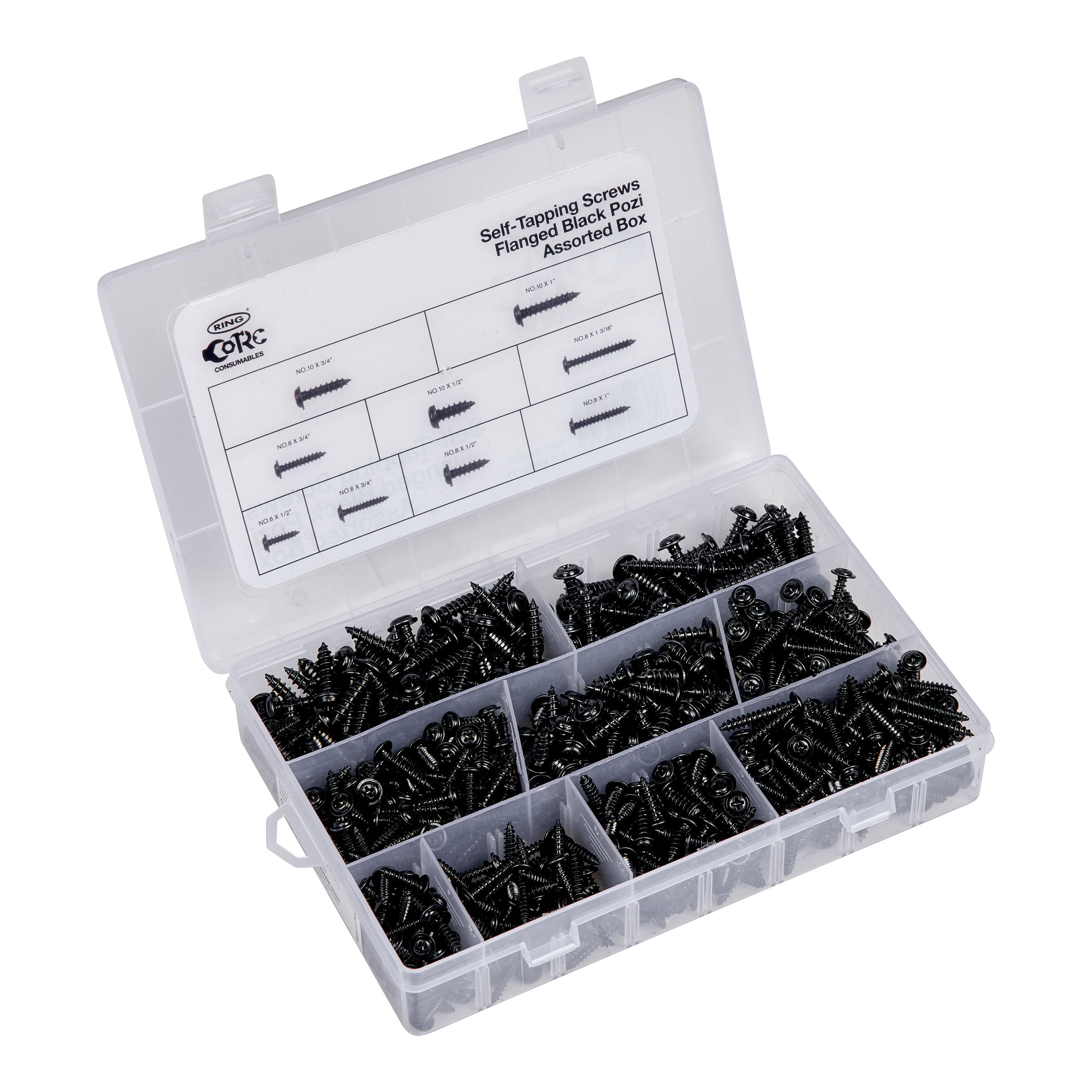 Ring 700 Piece Self-Tapping Screws Flanged Head Pozi Black RCC40090