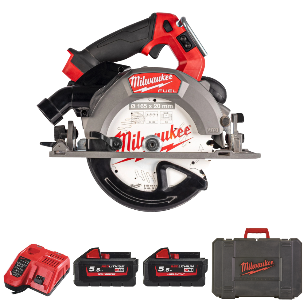 Milwaukee M18 Fuel M18FCSDC165 165mm Deep Cut Circular Saw kit with 5.5Ah batteries