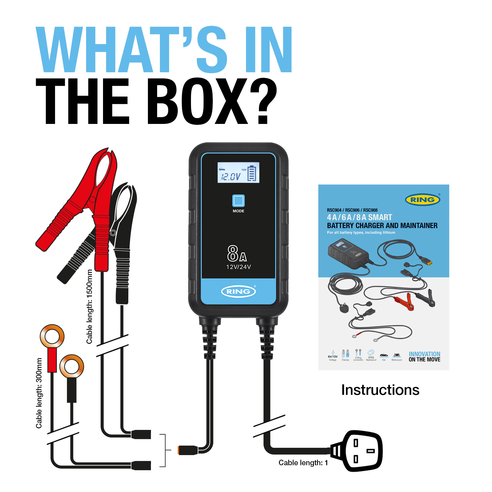 Ring Smart Charger 8A and Battery Maintainer RSC908T