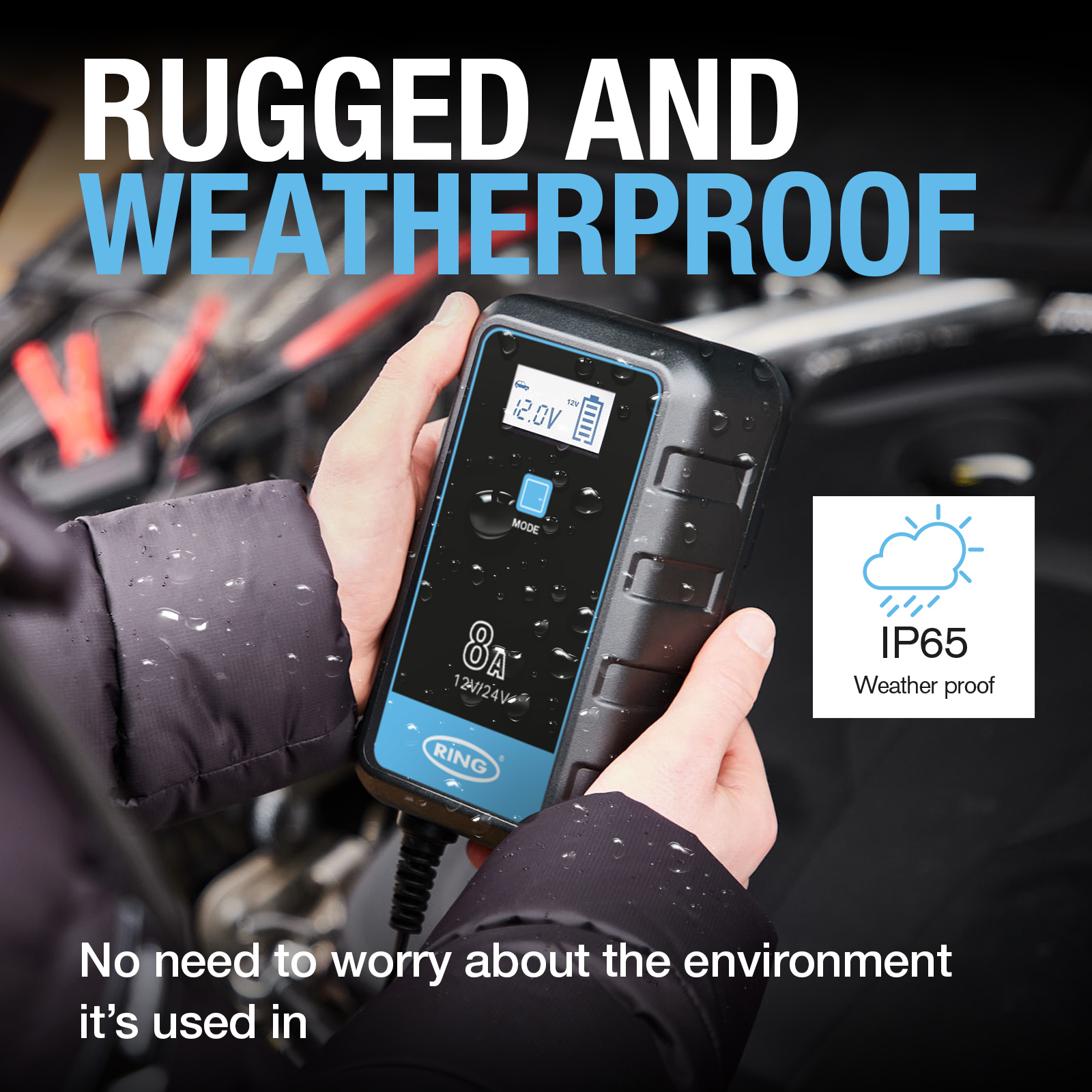 Smart Charger 8A and Battery Maintainer with Cold weather mode for ultimate battery protection when you need it most