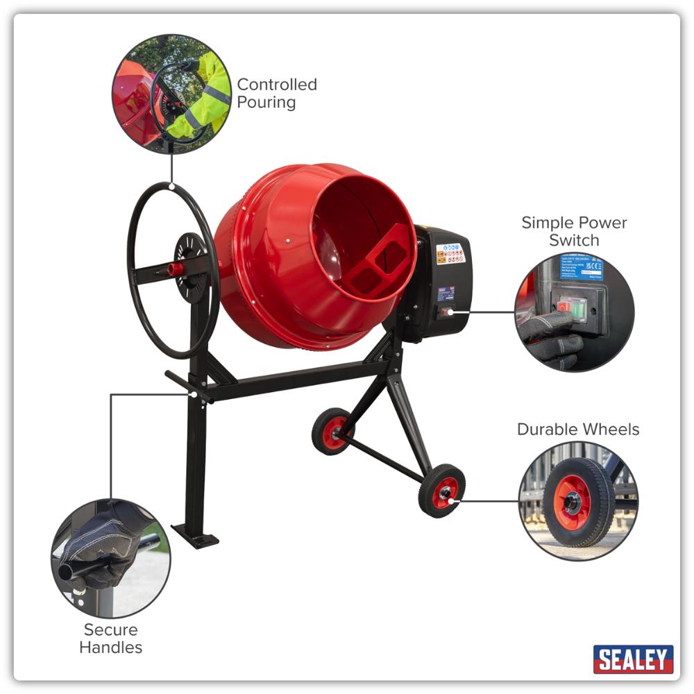 Sealey 125 litre electric cement mixer