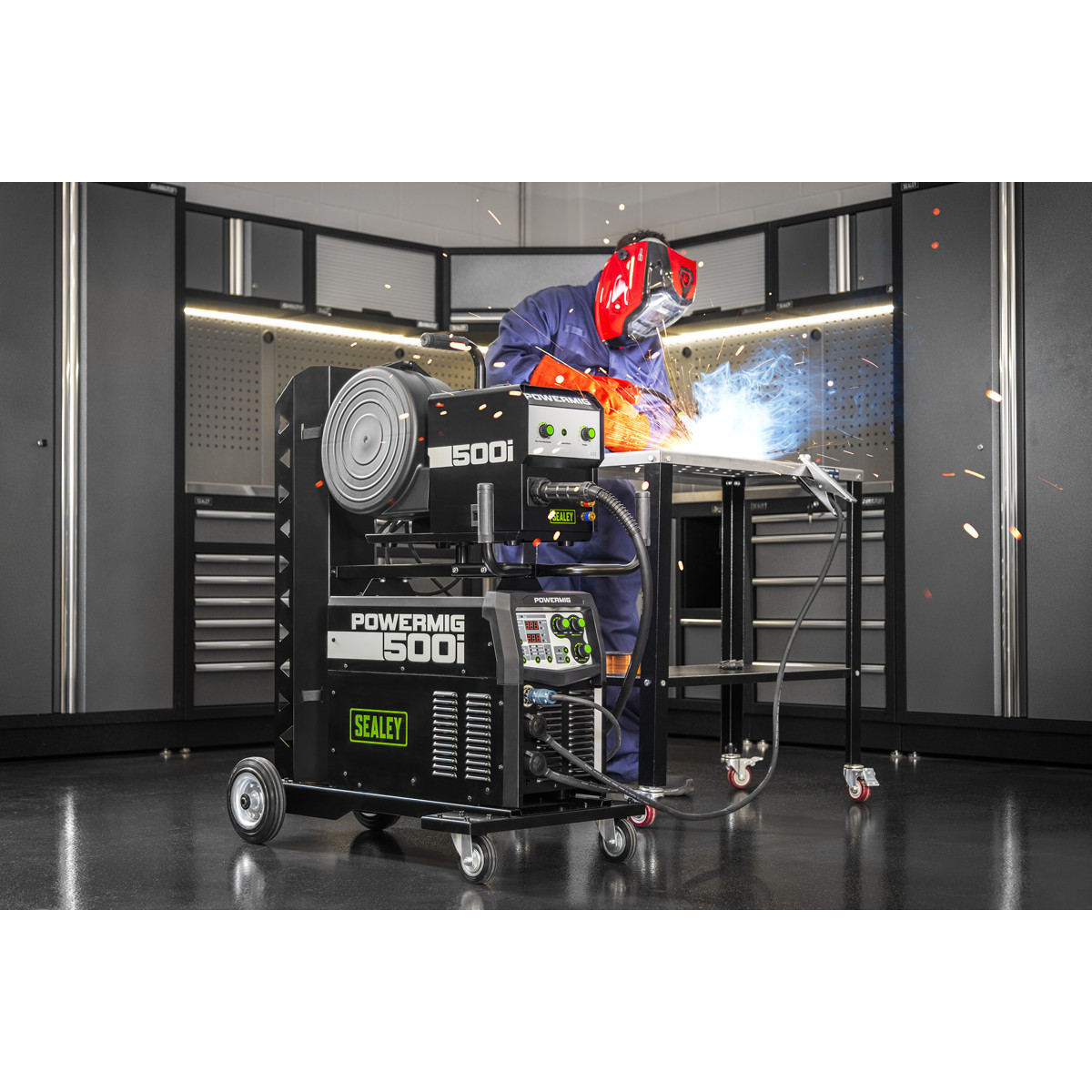 Sealey 500A Professional Gas/Gasless MIG/TIG/MMA Inverter Welder With Portable Wire Feeder 400V/3ph POWERMIG500i