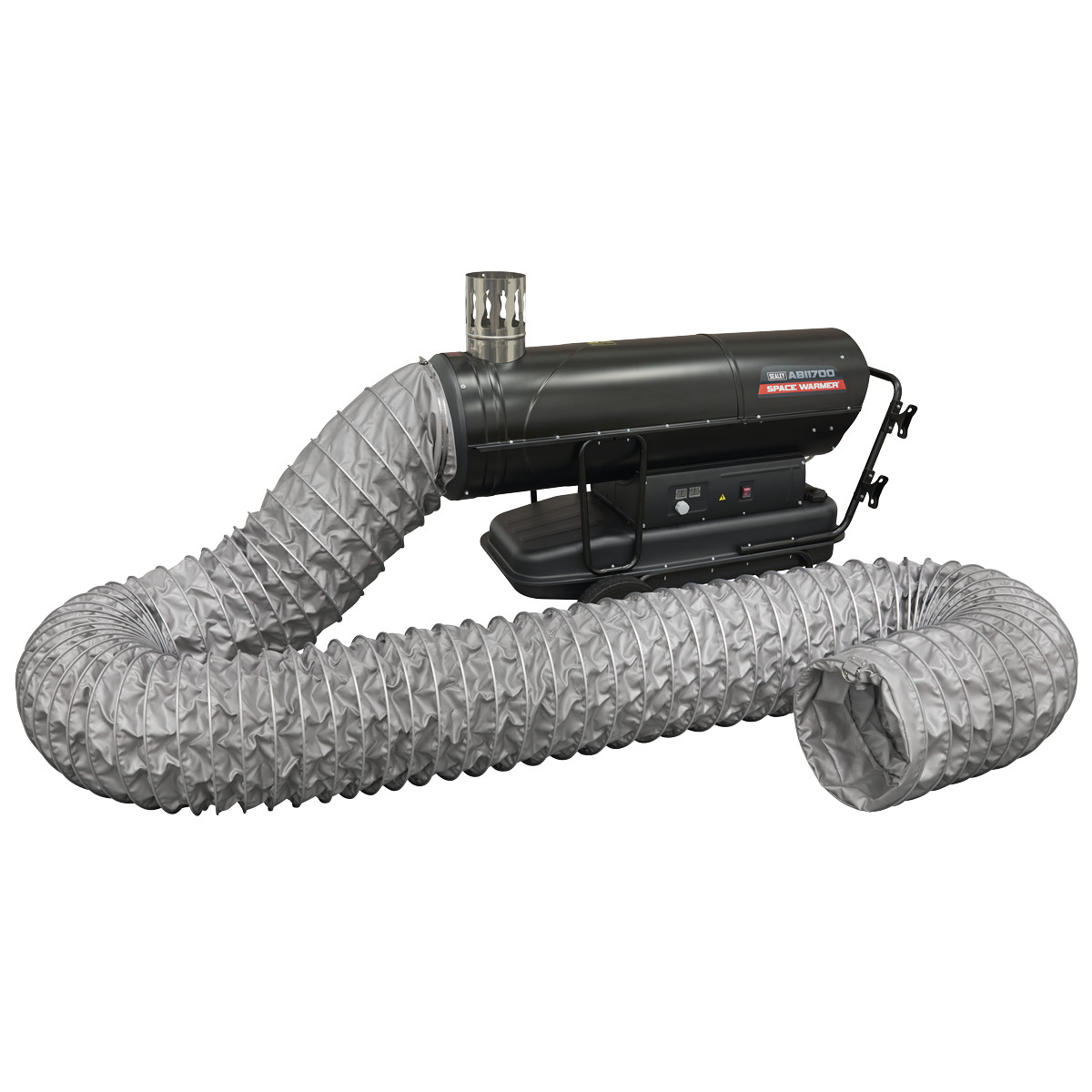 Sealey Space Warmer Indirect Kerosene/Diesel Heater with Wheels 170,000Btu/hr with  5m Ducting ABI1700COMBO