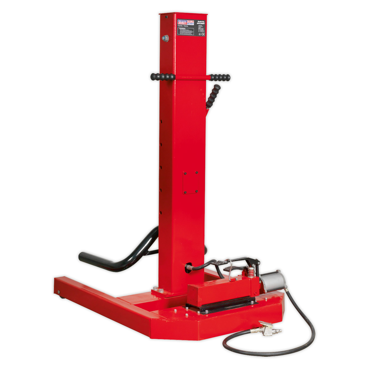 The vehicle can be lifted from the side, front, back or wheels with supplied adaptor