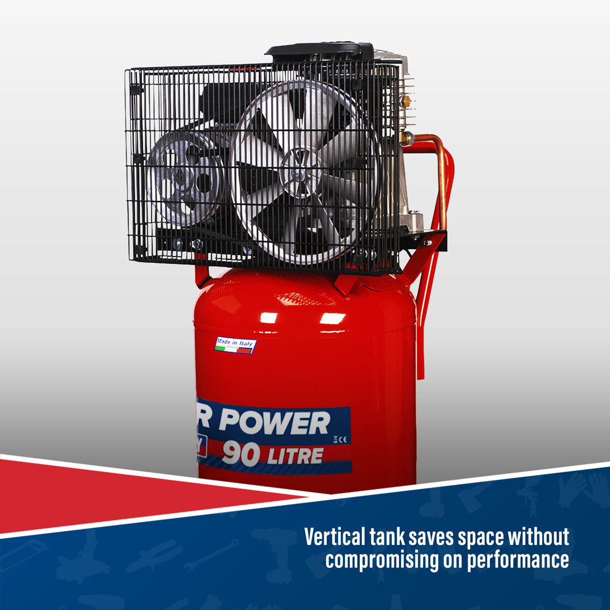 Sealey 90L Belt Drive Vertical Compressor 3hp SAC1903B