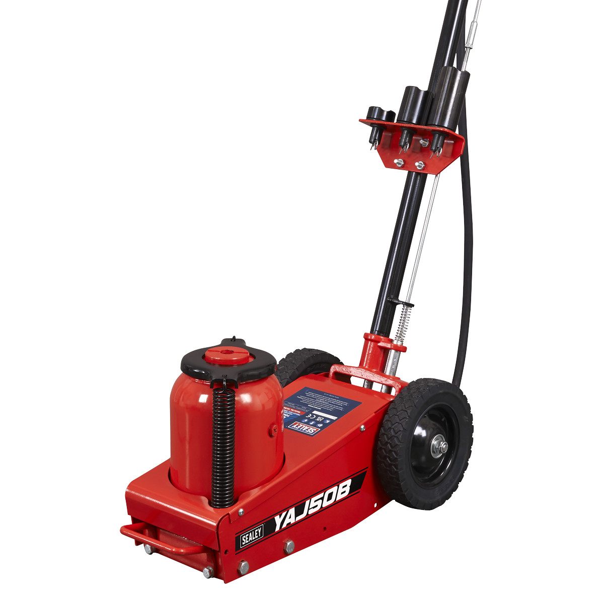 Air operate trolley jack for lifting heavy plant, tractors and commercial vehicles
