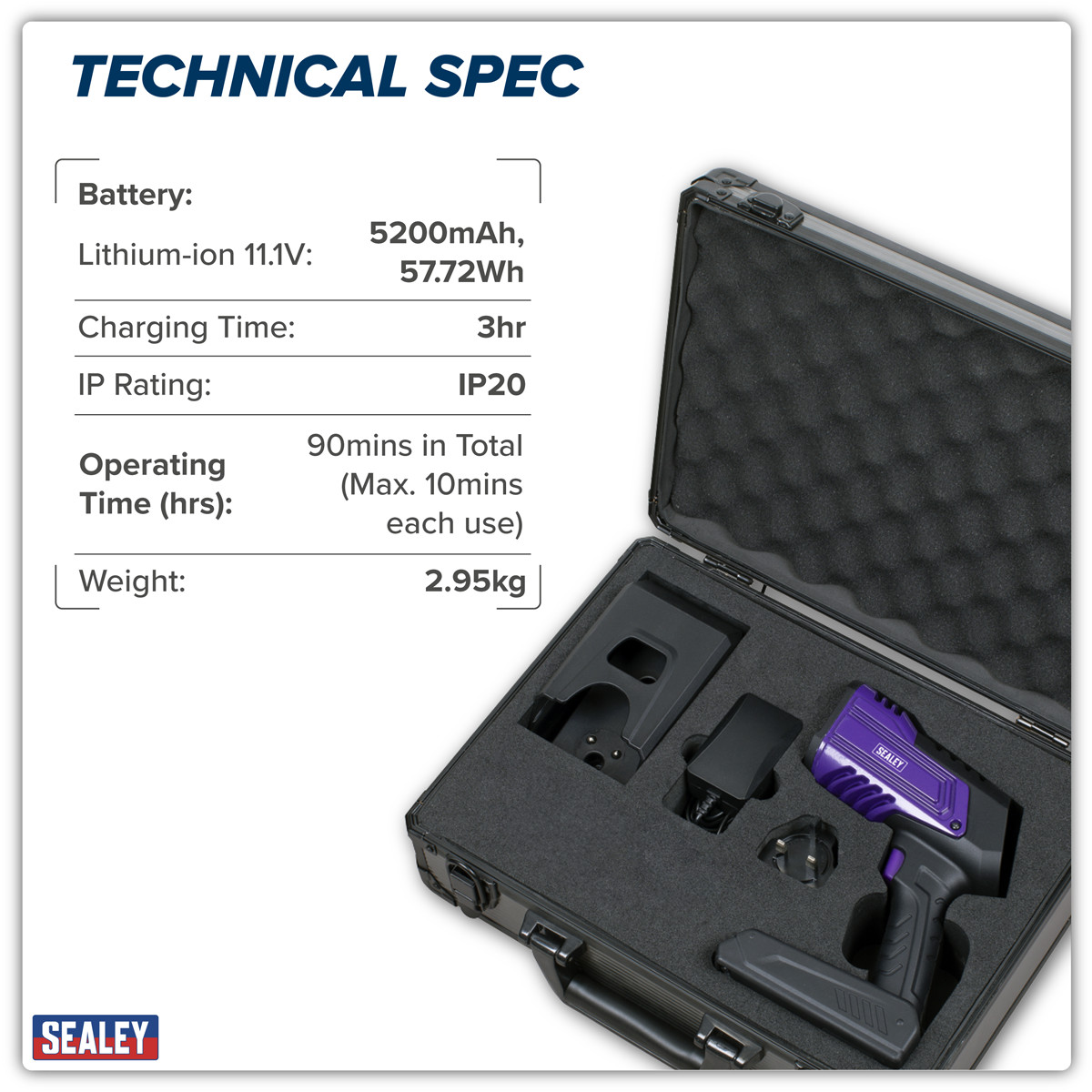 Sealey Rechargeable Inspection UV Curing Light Kit 66W UVC01