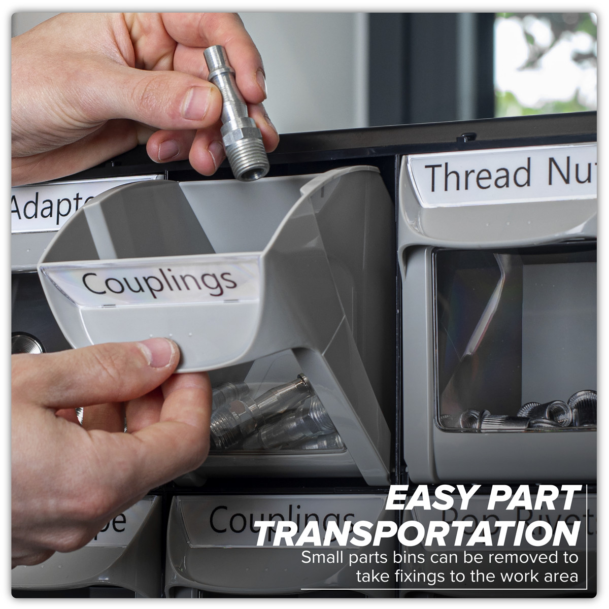 Sealey small part storage bins on a rotating system