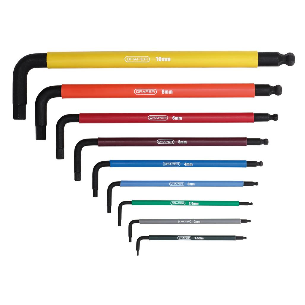Draper Extra-Long Arm Hex Key 9 Piece Set 07109