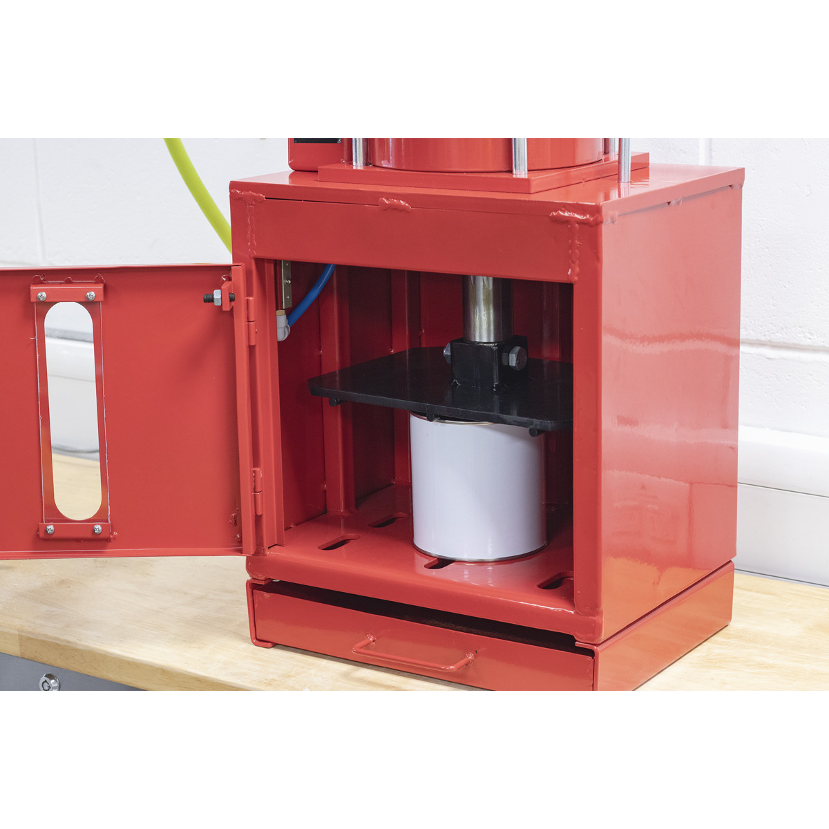 Reduce your waste disposal costs* - crushing paint cans minimizes the volume of your hazardous waste