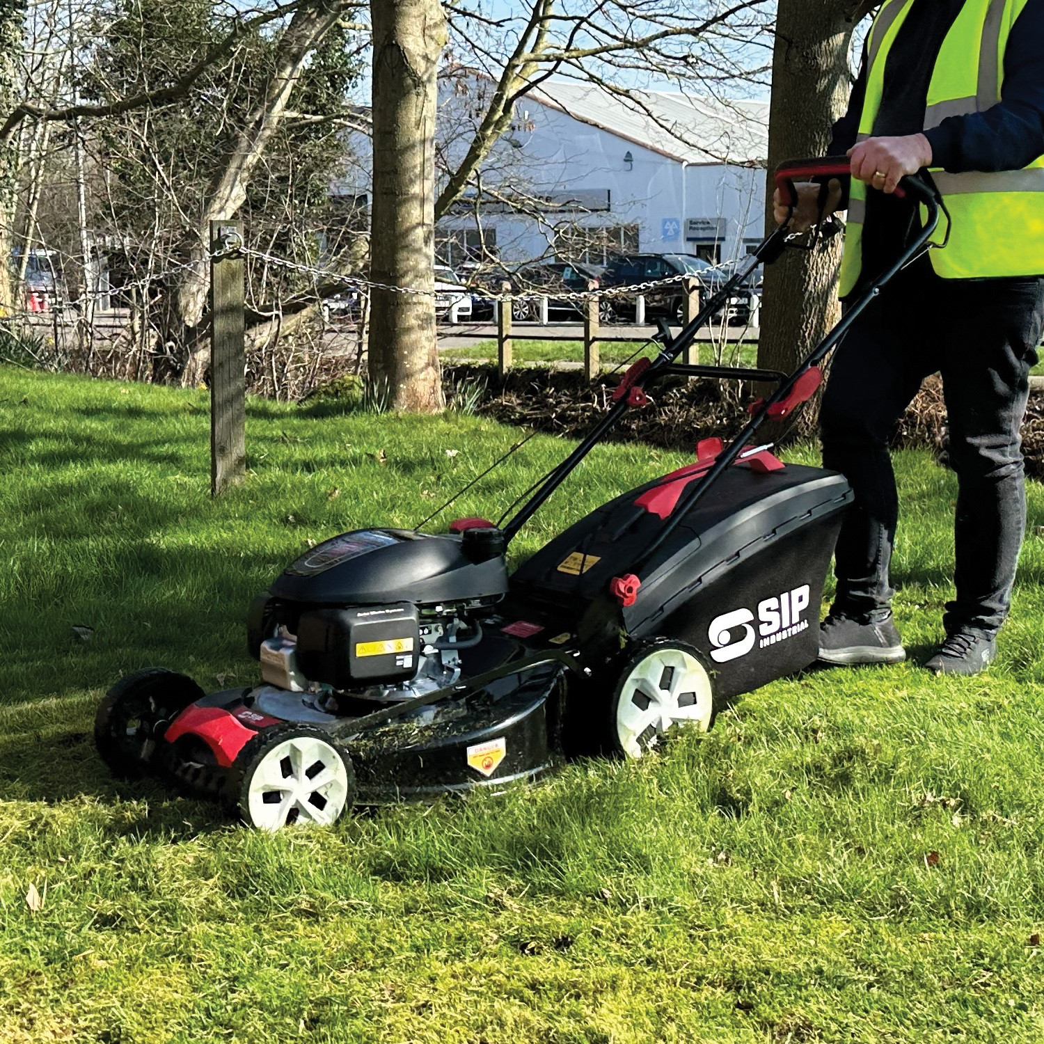 SIP lawnmower with a 60 litre bag capacity