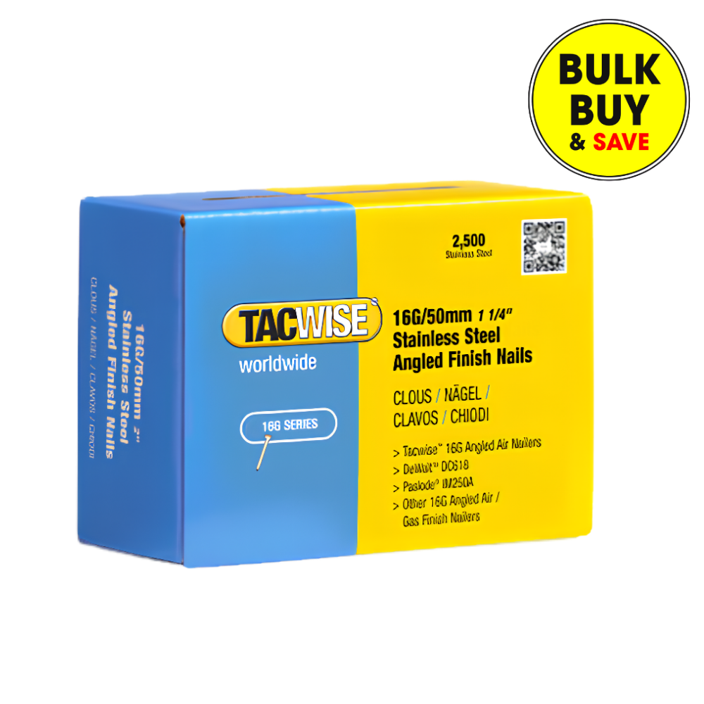 Tacwise 16G/50mm Stainless Steel Angled Finish Nails  1225