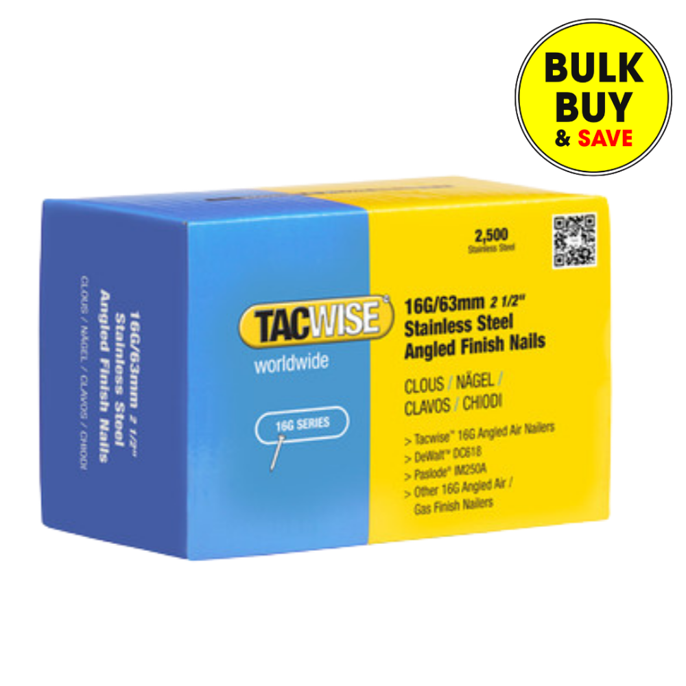 Tacwise 16G/63mm Stainless Steel Angled  Finish Nails 1226