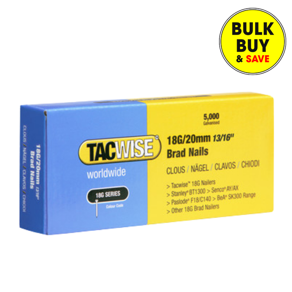 Tacwise 18G/20mm Galvanised Brad Nails, Pack of 5000 0395