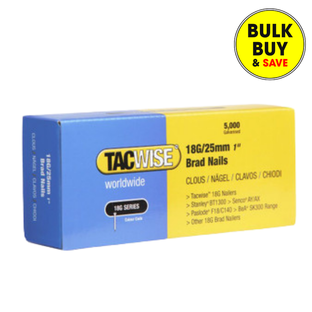 Tacwise 18G/25mm Galvanised Brad Nails, Pack of 5000 0396