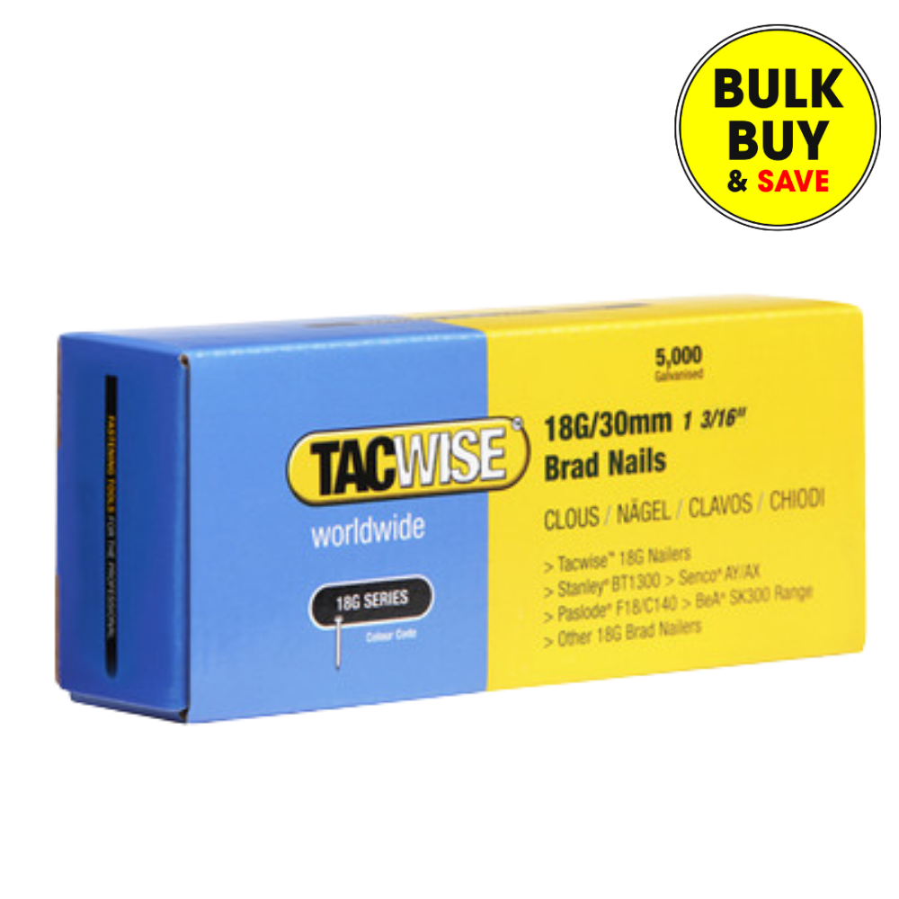 Tacwise 18G/30mm Galvanised Brad Nails, Pack of 5000 0397
