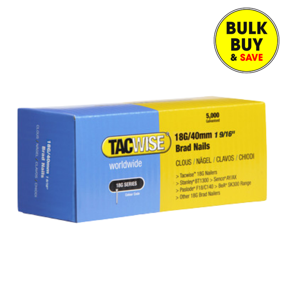 Tacwise 18G/40mm Galvanised Brad Nails, Pack of 5000 0400