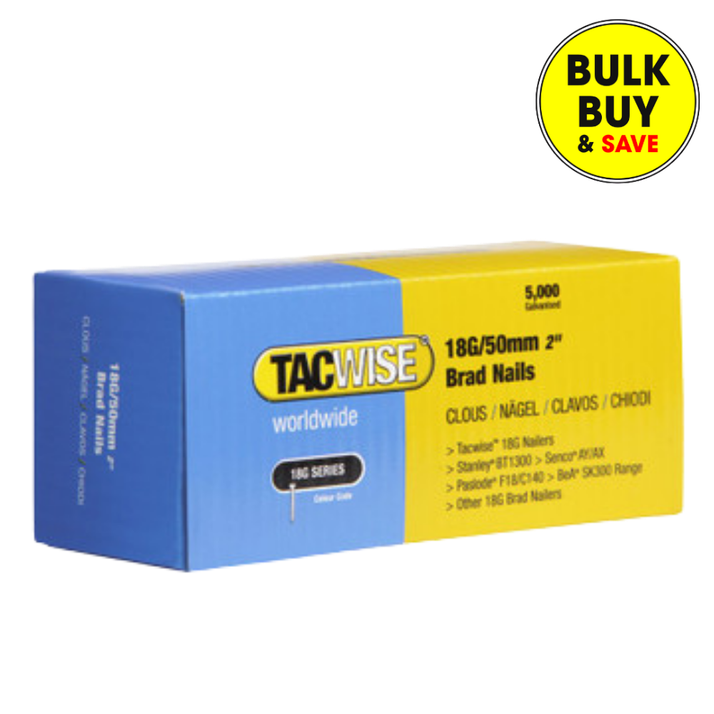 Tacwise 18G/50mm Galvanised Brad Nails, Pack of 5000 0401