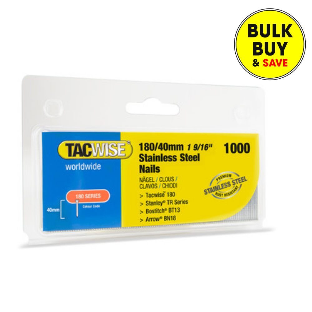 Tacwise 18G/40mm Stainless Steel Brad Nails, Pack of 1000 1511