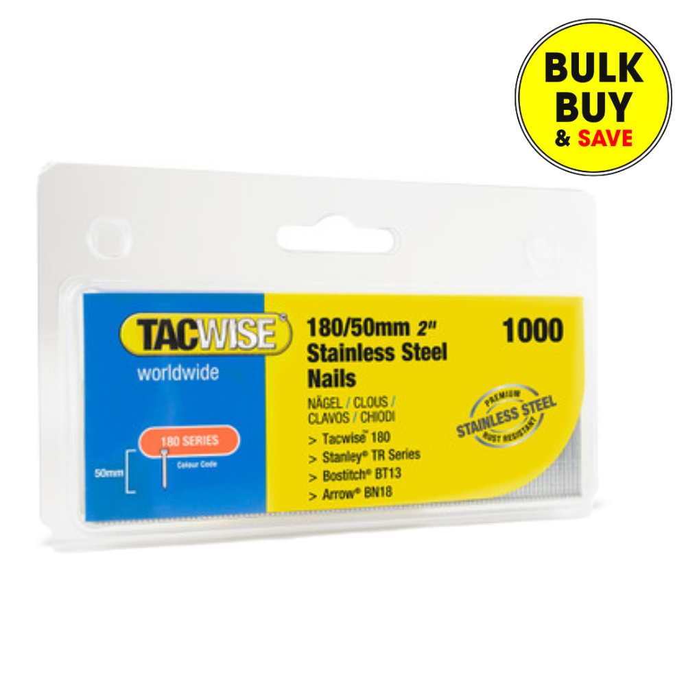 Tacwise 18G/50mm Stainless Steel Brad Nails, Pack of 1000 1512