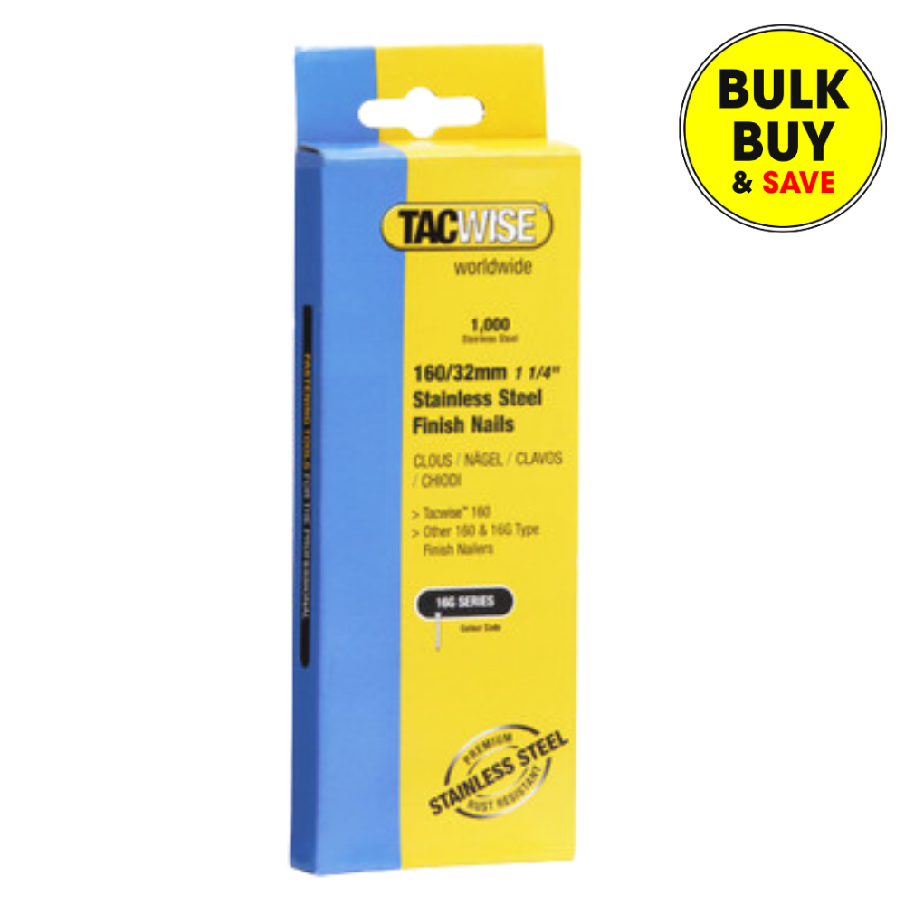 Tacwise 16G/32mm Stainless Steel Brad Nails, Pack of 1000 1096