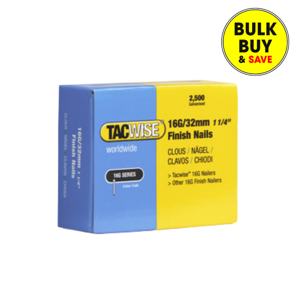 Tacwise 16G/32mm Galvanised Finish Nails, Pack of 2500 0294