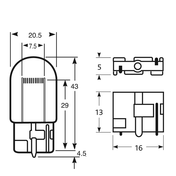 Replacement Capless Brake/Indicator/Reverse/Rear Fog car light bulbs