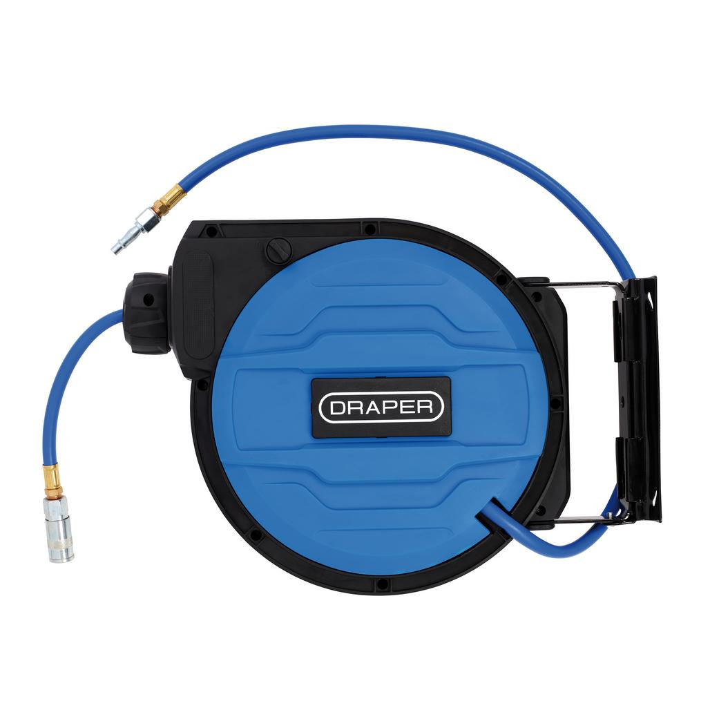 air hose mounted reel with 180° swivel mounting bracket for ease of use and installation on walls or ceilings