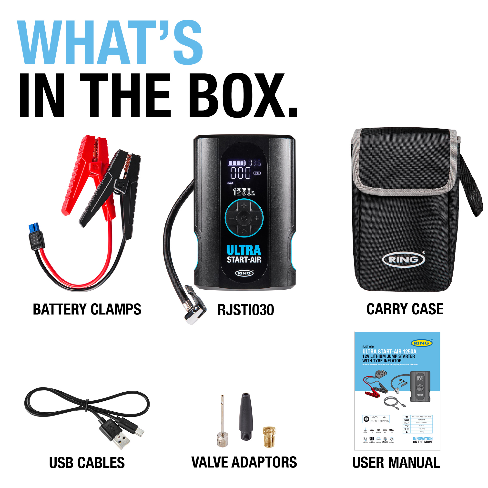 Ring Ultrastart-Air Jump Starter & Tyre Inflator RJSTI030