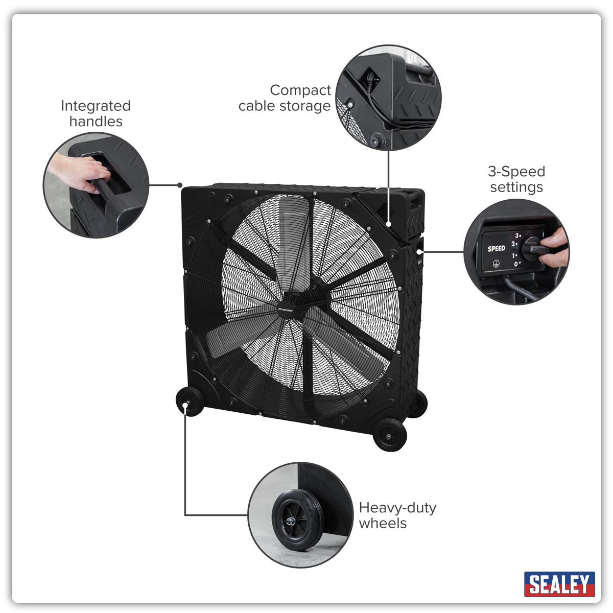 Efficient airflow delivery with high-volume output.