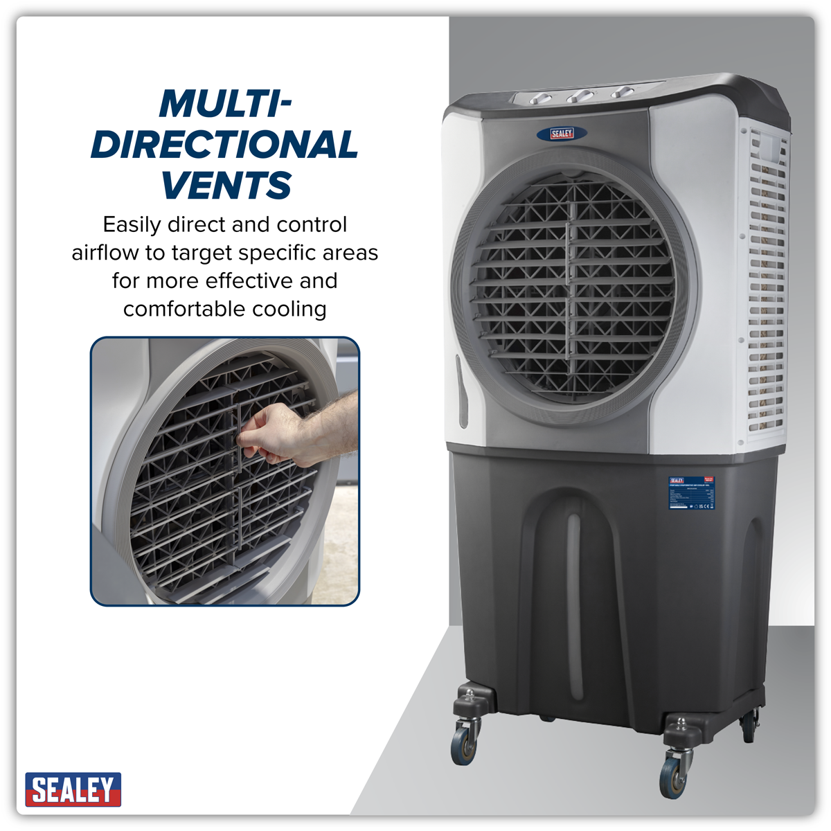 EASY CLEAN - Easy clean with removable high quality dust filters and honeycomb cooling pads on all three sides