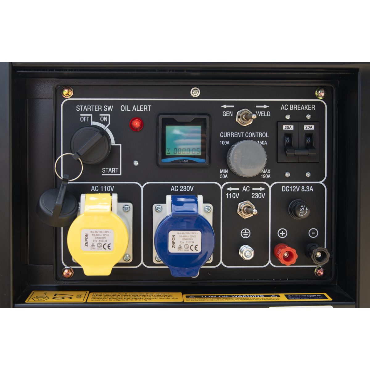 Built-in electric welding capability with adjustable current ranges from 80–180A