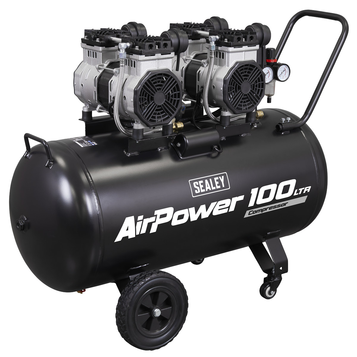 Sealey 100L Oil Free Low Noise Direct Drive Air Compressor 2 x 2hp SAC10001S